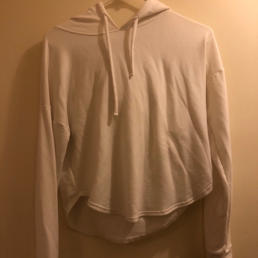 Thin White Hooded Sweatshirt.
